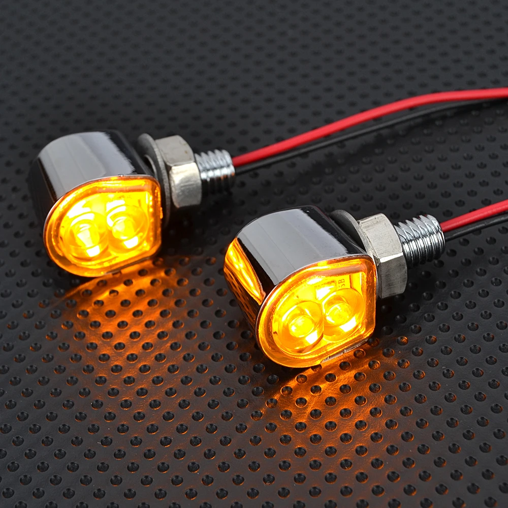 2pcs Universal Mini 12V Flashing Turn Signals Motorcycle LED Lights Amber Blinker Indicator Lamp For Cafe Racer Honda Yamaha