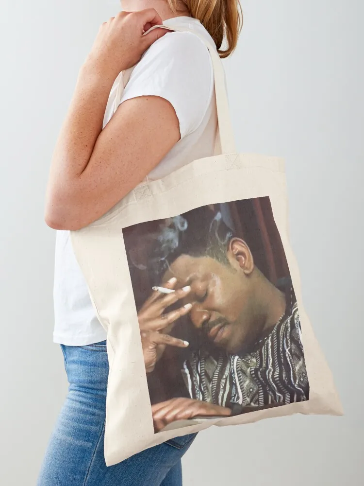 

Mekhi Phifer Meme Smoking Reaction Gif head down eyes closed The Bobby Brown Story Tote Bag reusable shopping bags