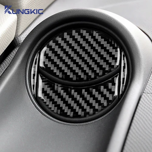 Imagen 2 del producto Para Toyota Yaris 2006 2007 2008 2009 2010 2011 pegatina de fibra de carbono suave Real LHD RHD Panel de instrumentos de coche embellecedor de ventilación de aire