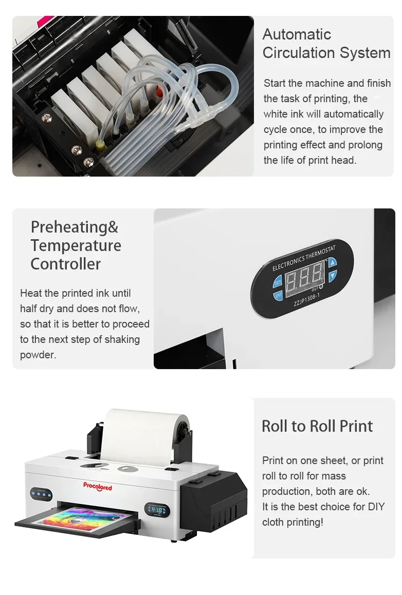 آلات المنتجات الإلكترونية طابعة Impresora التسامي الصغيرة Dtf A3 L1800 آلة الطباعة للتيشيرتات مع فرن شاكر