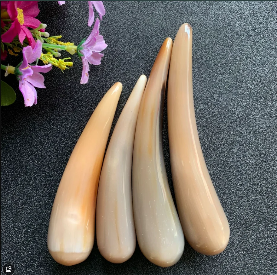 Natural White Cow Horn Acupoint Massage Stick Knocking Gallbladder Meridian Face Eye Beauty Scraping Muscle Rod Female