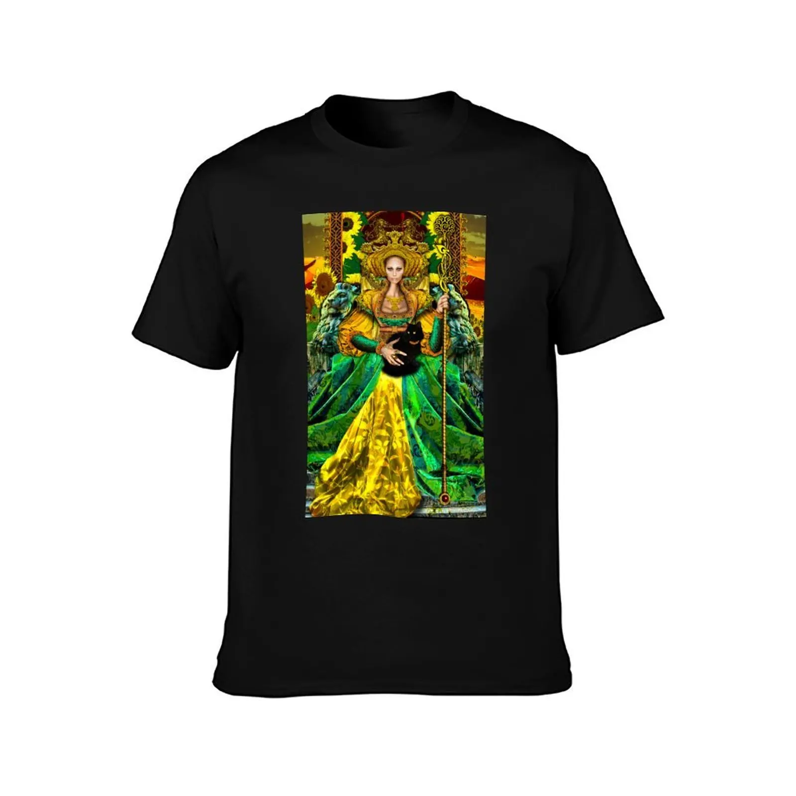 Queen of Wands T-Shirt, Summer Casual Cotton Tee, Oversized Streetwear Tops, Vintage Graphic Print, Loose Fit Short Sleeve