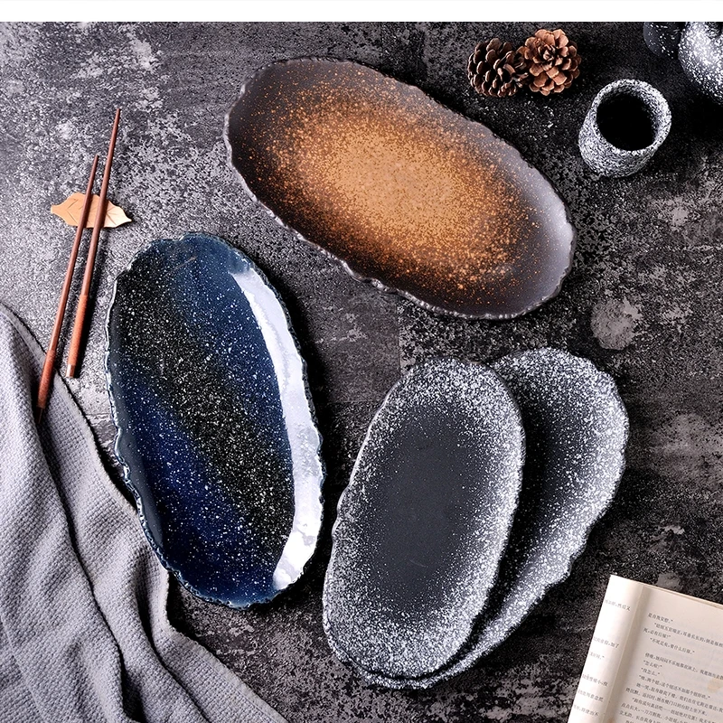 

14-дюймовая художественная керамическая посуда для стейка в западном стиле, пасты, домашняя посуда для сашими, десерта, ресторана