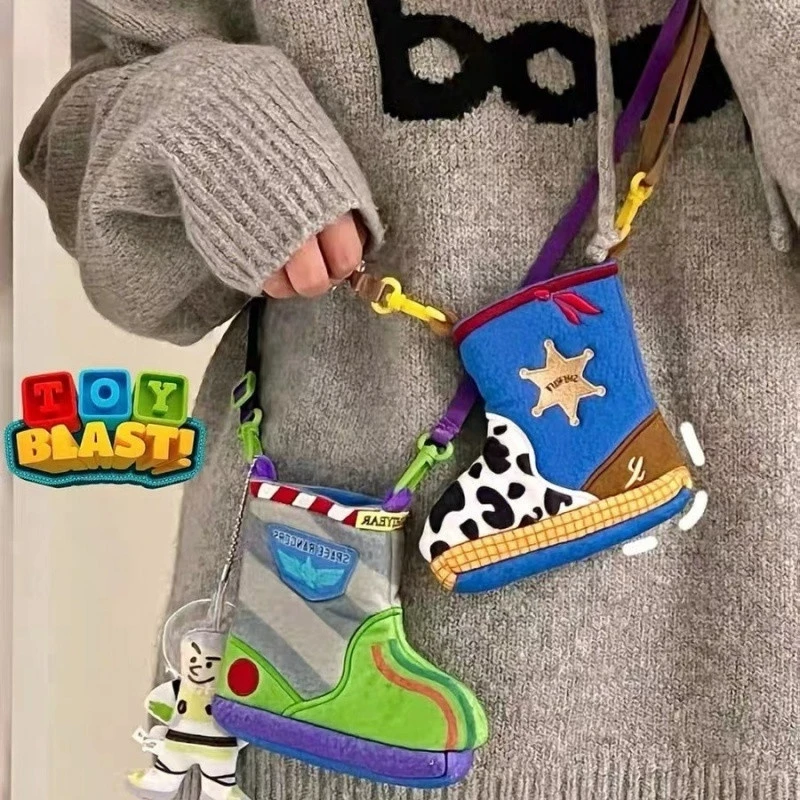 New Cute Mini Bag Toy Story Buzz Lightyear Woody Rain Boots Shoulder Crossbody Bag Cartoon Peripheral Mobile Phone Bag Gifts