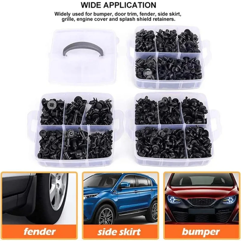

Auto Push Pin Fastener Kit – Heavy-Duty Rivet Clamps for Car Body, Bumper, Door Trim & Fender Repair