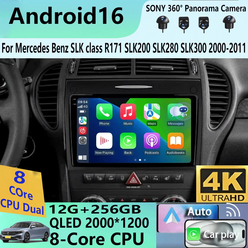 Android 16 Car Radio For Mercedes Benz SLK Class R171 SLK200 SLK280 SLK300 2000-2011 GPS Navigation Multimedia Player Stereo DSP