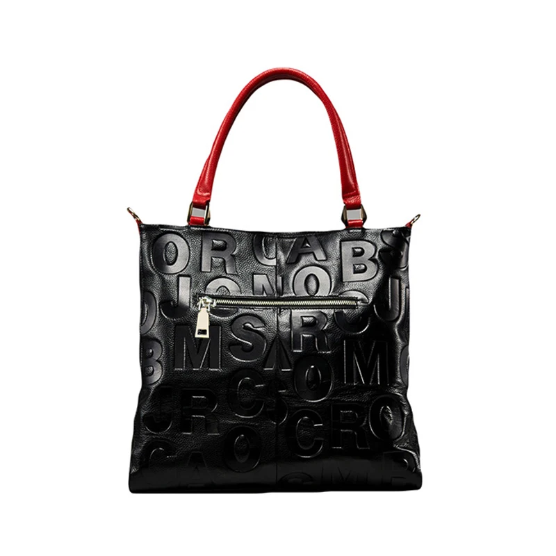 Aidrani New high-capacity women\'s handbag with letter design, 100% soft cowhide underarm shoulder bag,