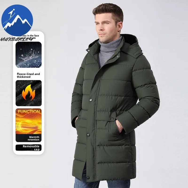 Winter Padded Jacket Fleece Lined Outdoor Commute Cold Resistant Cotton Coat Lightweight Korean Style Windproof Warm Long Parka