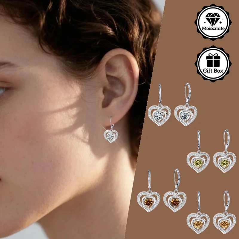 

Ювелирные изделия LAMVOICE для женщин/серьги с 1-каратным муассанитом, гипоаллергенные серьги-крючки, рождественский подарок для ювелирных изделий высокого качества