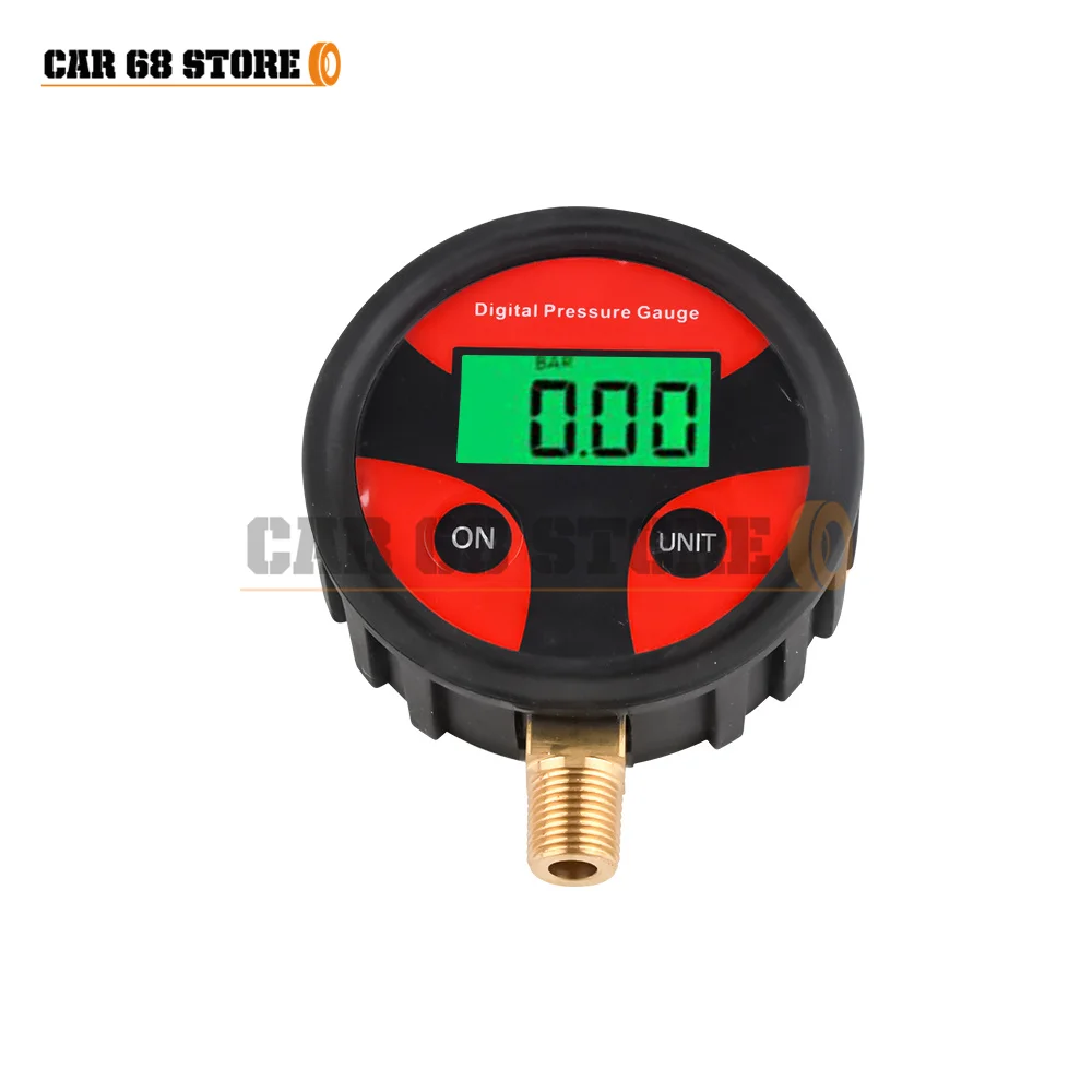 LED Pressure Gauge Tire Pressure Gun Digital Display 1/8 Green Backlight Perfect for Cars Motorcycles Bikes Trucks