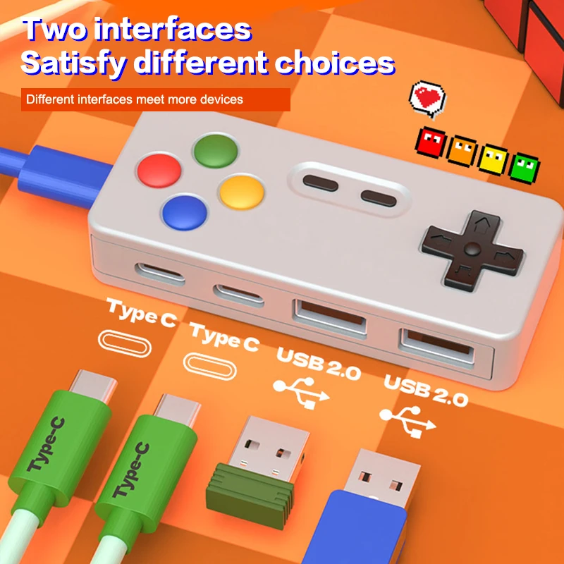 

4 в 1, адаптер USB Type-C USB-C, игровой контроллер, компьютерный геймпад, концентратор для моделирования для ноутбука, мыши, клавиатуры, U-диска
