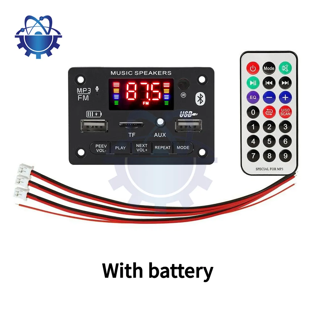 6W Bluetooth Compatible Amplifier Board DC6V-12V  Stereo Audio Digital Power Amplifier MP3 Decoder Board Radio USB Player Module