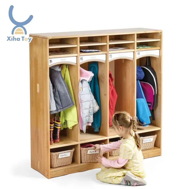 2026 XIHA Kid Wooden Cubbies & Locker Furniture Children School Bag Shoe Cloth Organizer Storage Preschool Montessori Daycare view 2