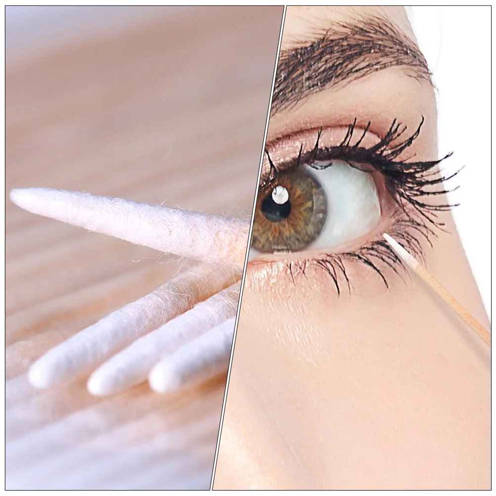 

1000pcs Cuspidal Cotton Swabs Disposable Pointed Tips Makeup Tattooing Beauty Cleaning Wooden Handle Hygiene Paper
