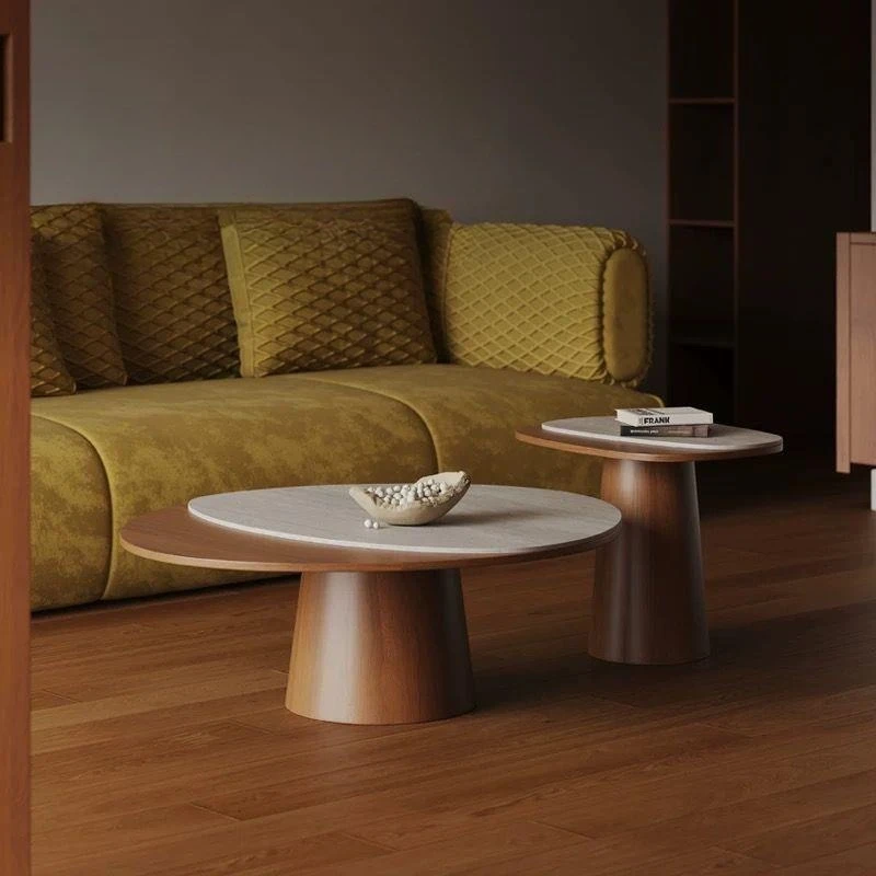 LTT stacked shadow round coffee table cave stone rock slab coffee table living room household round small table