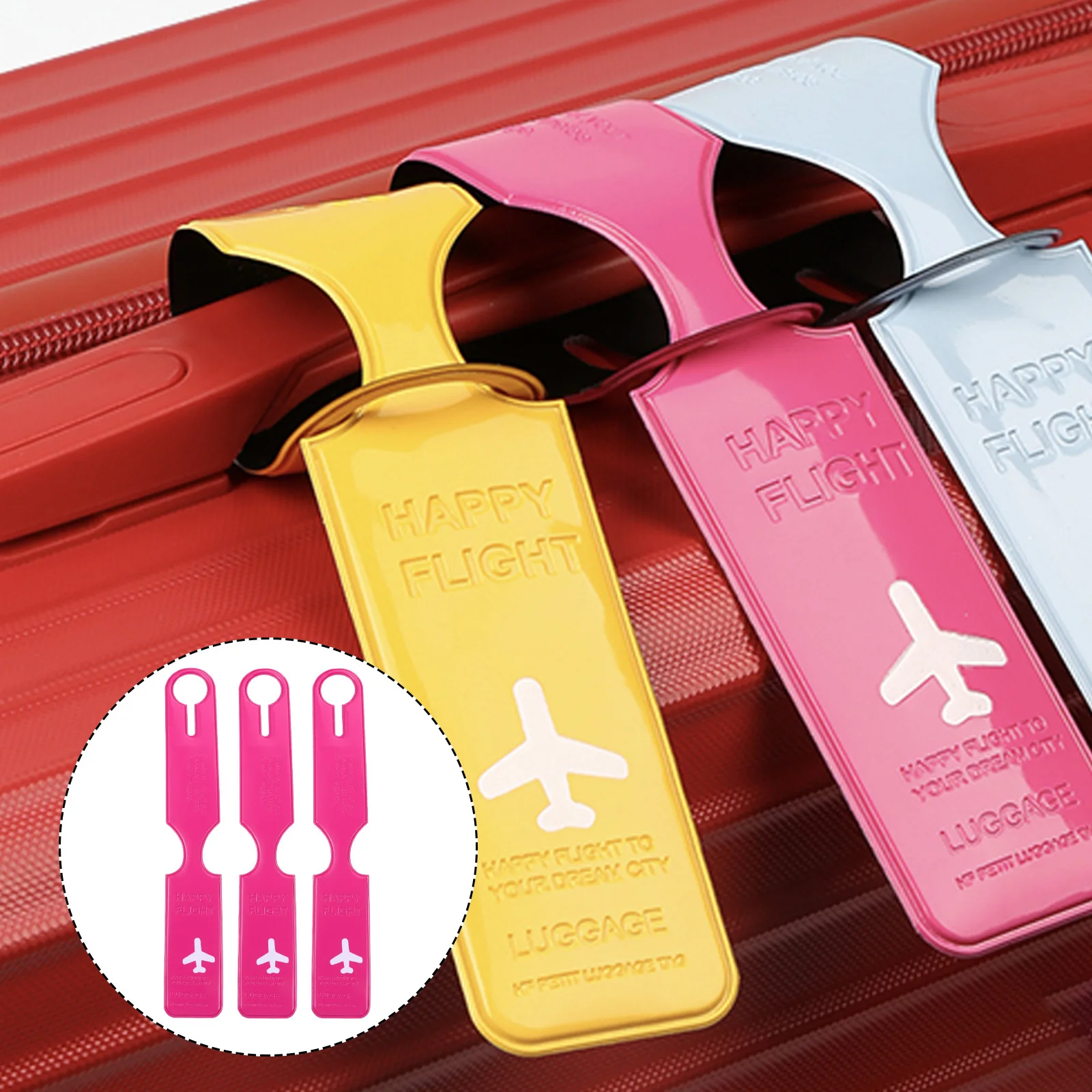 

3Pcs Travel Luggage Tag Suitcase Label Wear Resistant Durable Portable Lightweight Easy Storage Luggage Tag Baggage Label