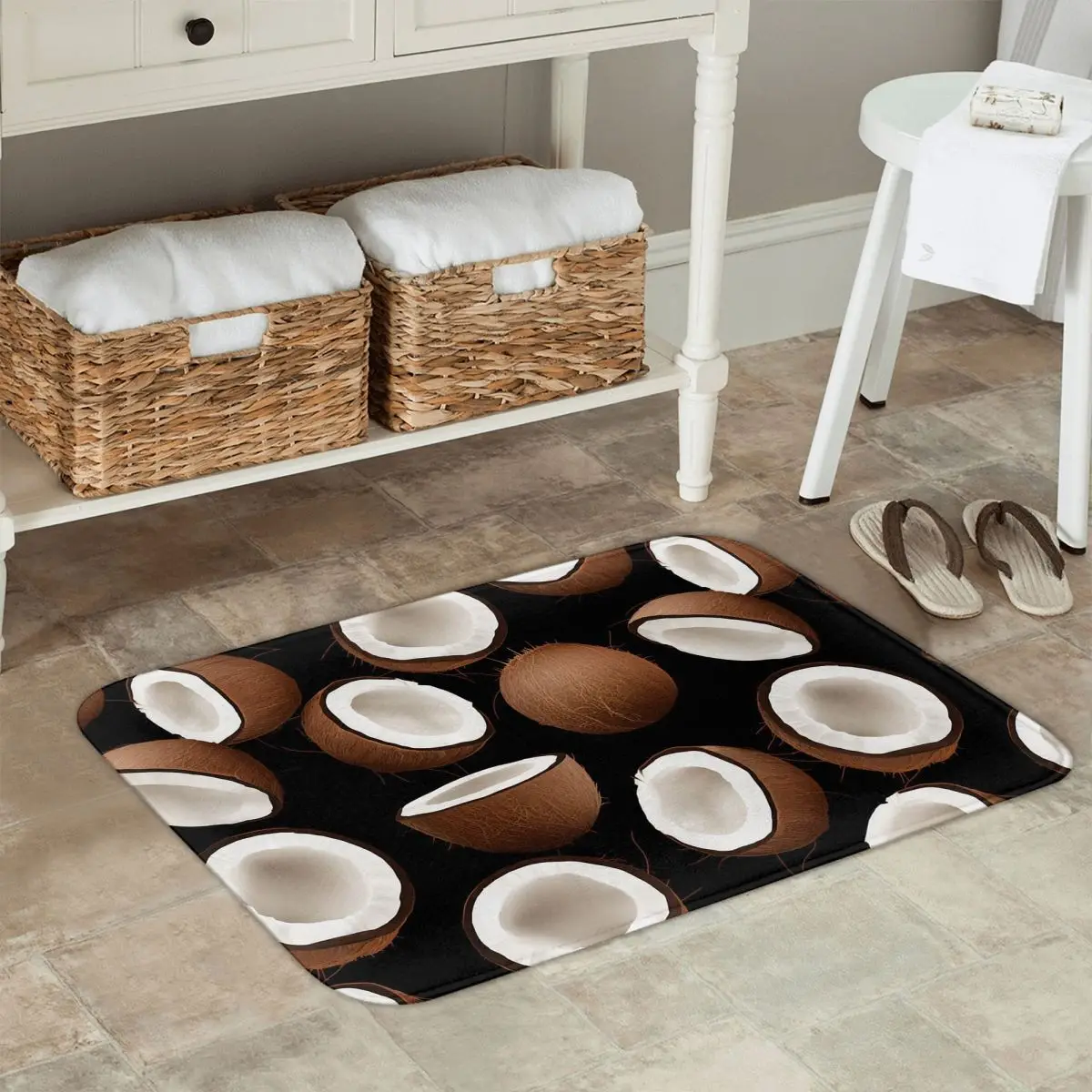 Coconut Milk Eclipse Fruity Pattern Non-slip Doormat Floor Mat Sand Scraping Carpet Rug for Kitchen Entrance Home Footpad Mats