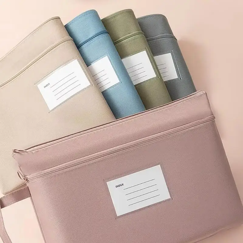 Waterproof Double Layer Macaron Color File Organizer Large Capacity Oxford Document Holder for Business Trip Office School