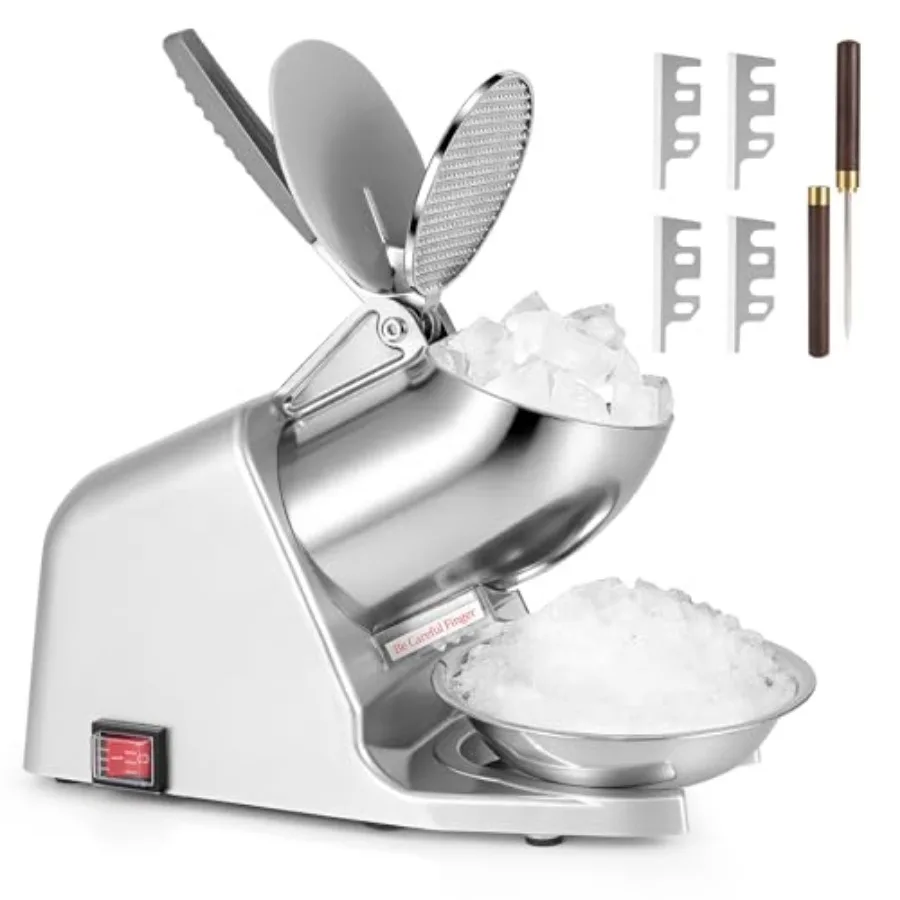 

Electric Ice Shaver, 4-Blade Ice Crusher with Stainless Steel Four Blades and Ice Pick, 300W and 226 lbs/hr Shaved Ice Machine