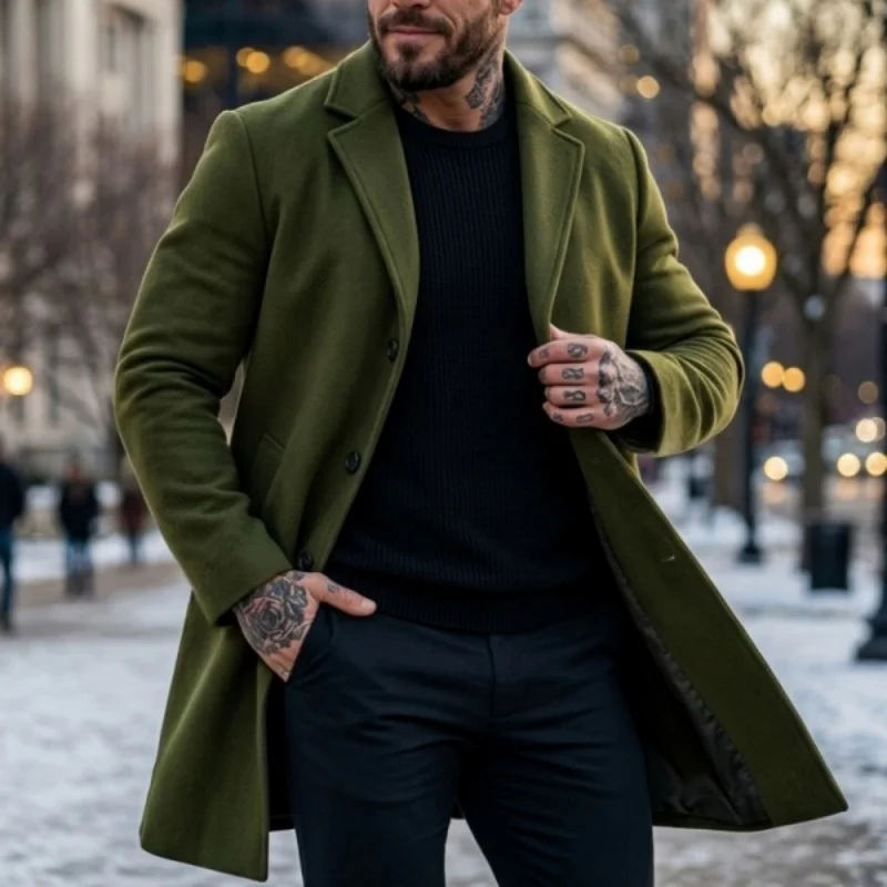 Men’s Plain-Coloured Jackets for Autumn/Winter: Single-Breasted Casual Blazers for Commuting Office Outerwear Jackets Man
