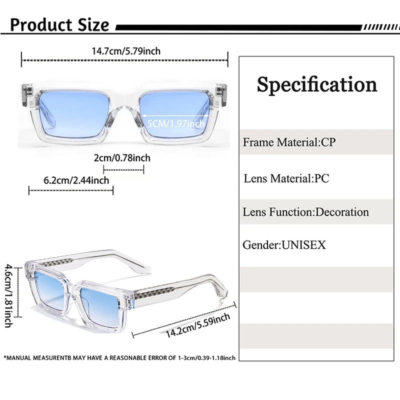 CATERSIDE Vintage Punk Herren Quadratische Sonnenbrille Markendesign Sonnenbrille mit kleinem Rahmen Party Reisebrille Geschenk Ideale Wahl – Detail 1