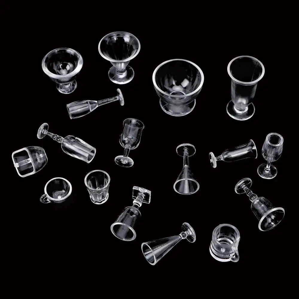 17 pezzi/set calici in plastica per casa delle bambole, decorazioni per piatti fai da te, tazze mini