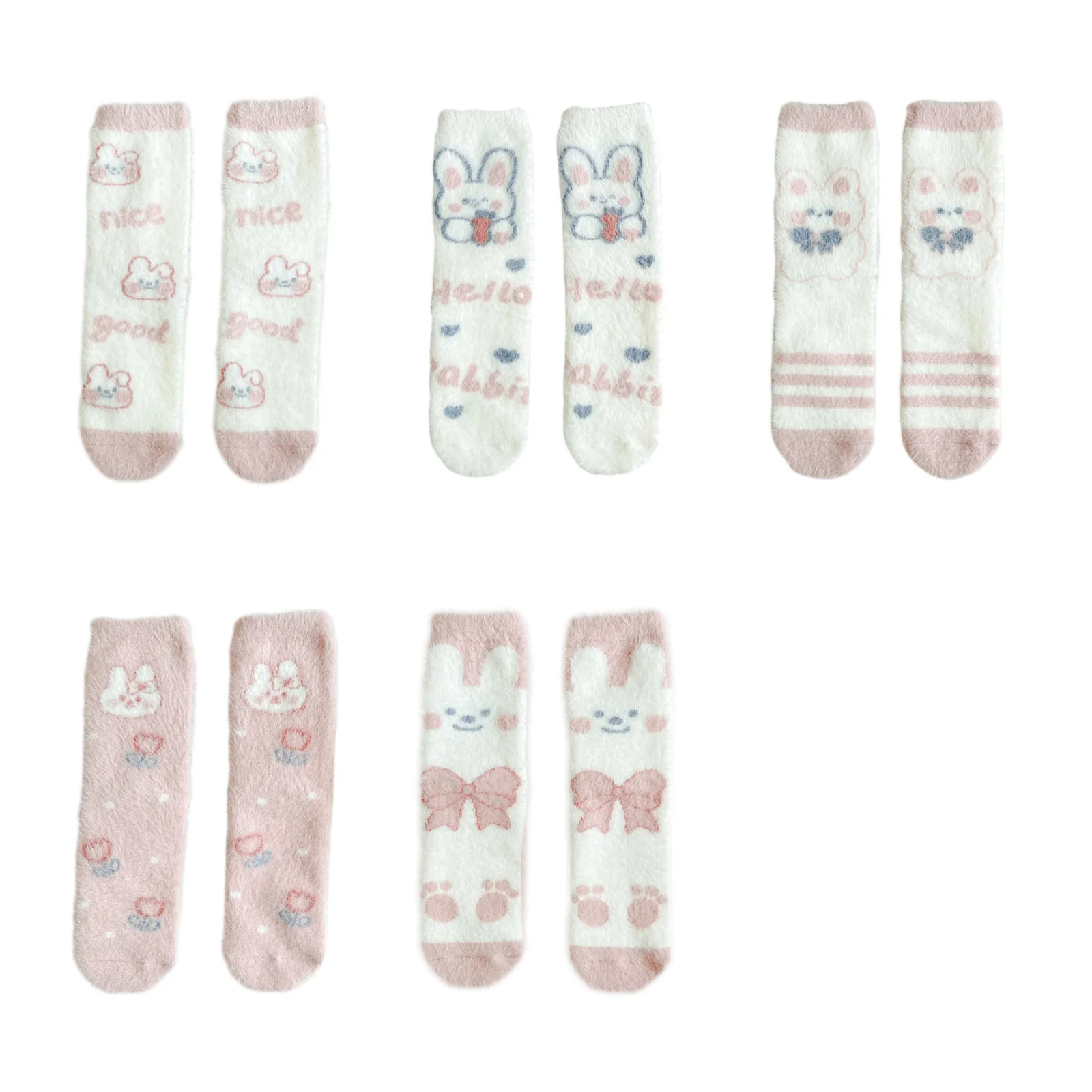 

Набор из 5 пар носков (кроличьих и норковых), включая по паре носков каждого размера (от 1 до 5).