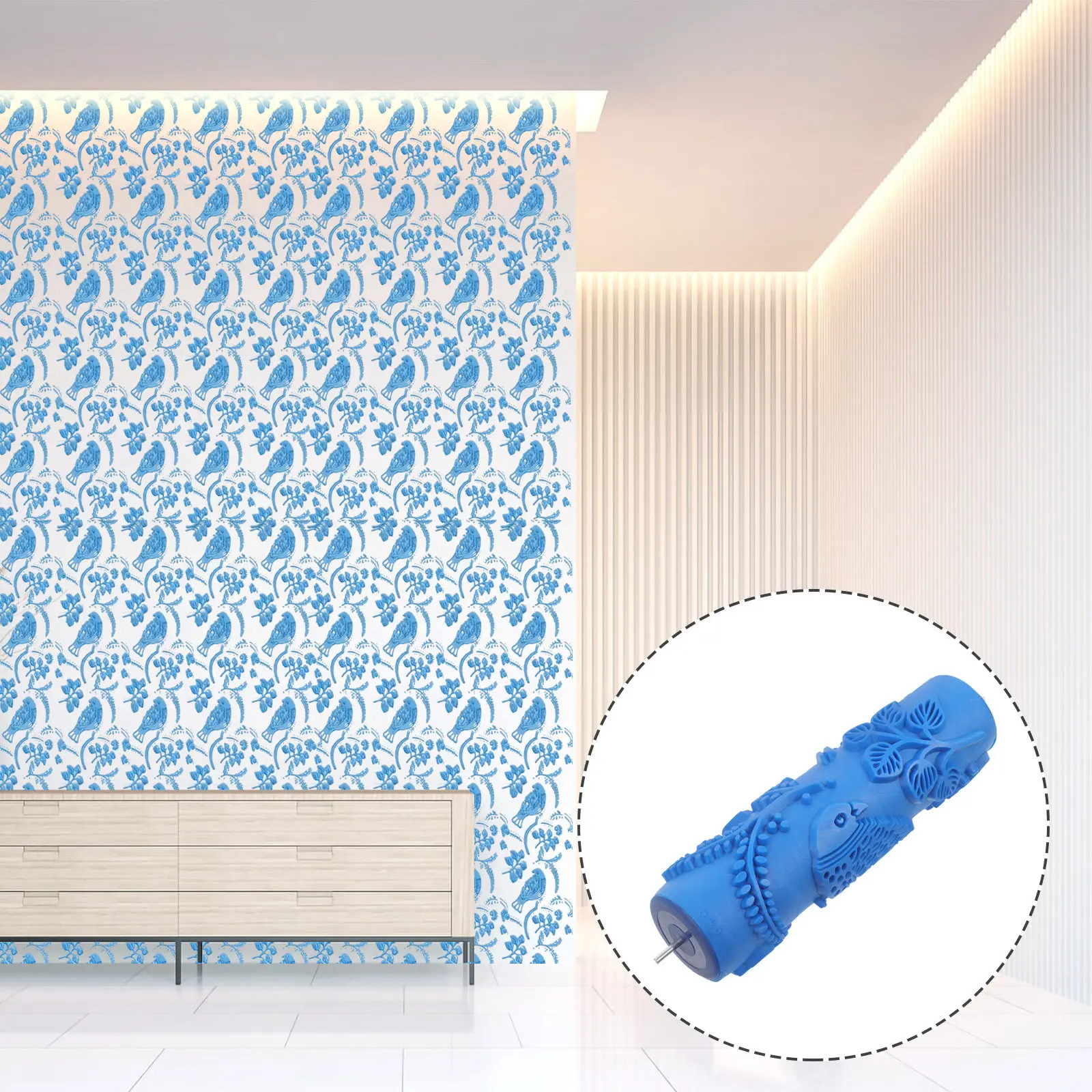 Embossing Texture Paint Roller Wall Decoration Tool Patterned Design Rubber Painting Roller Versatile for Drywall Wood Concrete