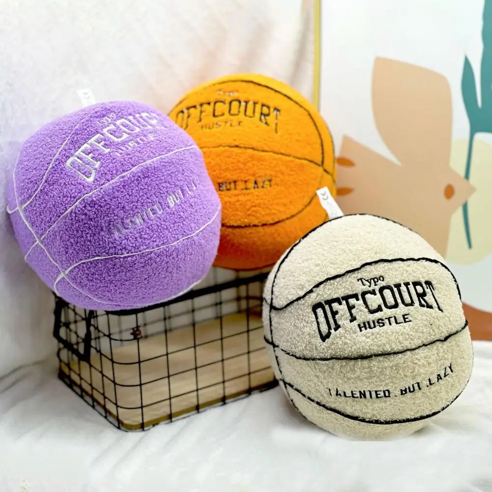 Basketball Shaped Pillow Basketball Plush Pillow Super Soft Fluffy Basketball Plush Toy Wear Resistant Stuffed for Kids