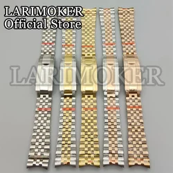 Double-ended link 20mm strap silver gold bracelet slide glide lock clasp 904L stainless steel strap fit watch case watch band