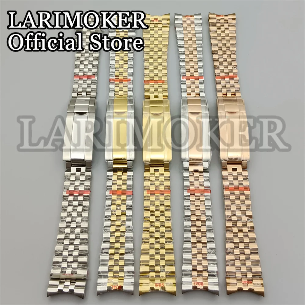 ​Double-ended link 20mm strap silver gold bracelet slide glide lock clasp 904L stainless steel strap fit watch case watch band