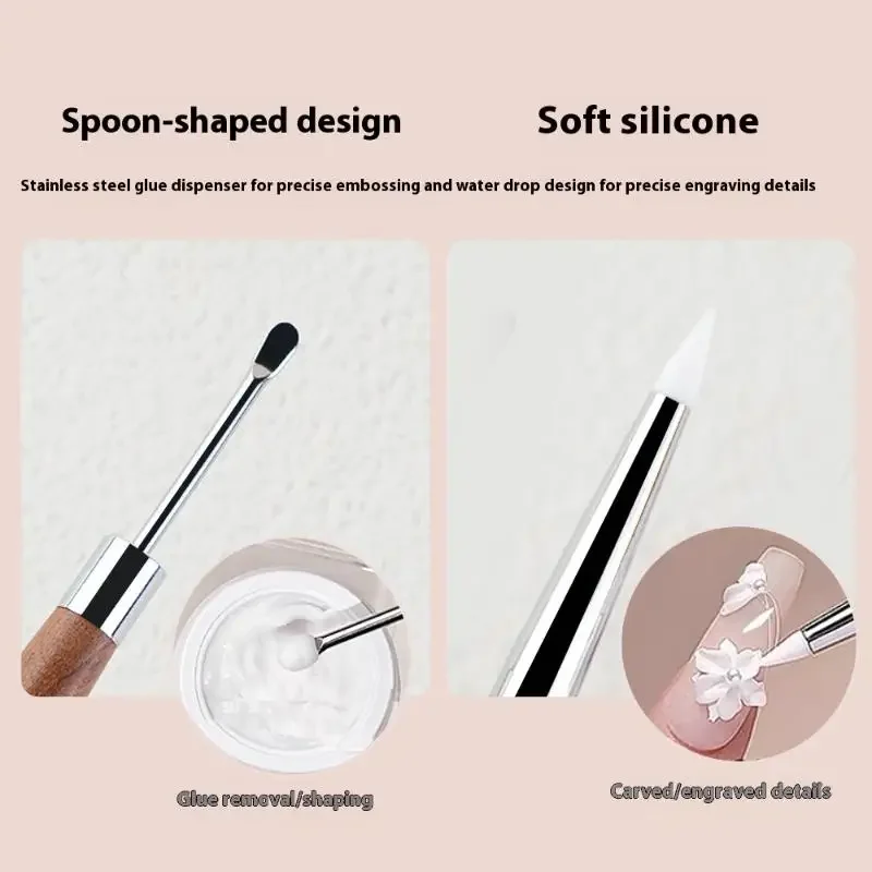 Multifuncional sândalo/acrílico dupla cabeça escova da arte do prego escultura flor pintura caneta mistura diy manicure ferramenta