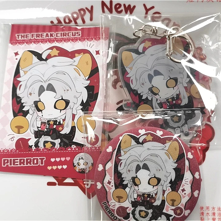 The Freak Circus Harlequin Pierrot Emblem Acrylic Widget Pendant Figurine cosplay Ornament Bag Charm Key Buckle Keychain Keyring