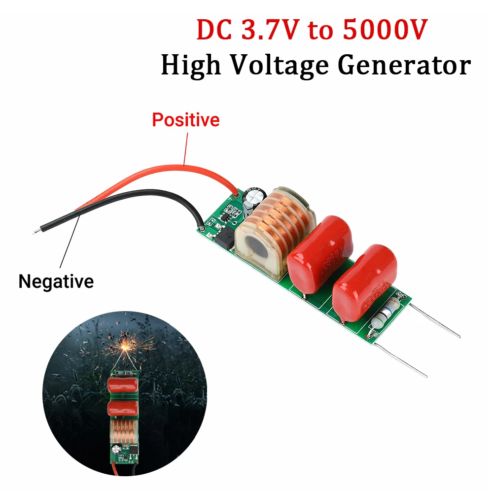 DC 3.7V to 5000V Boost Transformer Module, Arc Pulse High Voltage Generator Module, Electric Mosquito Swatter Boost Board