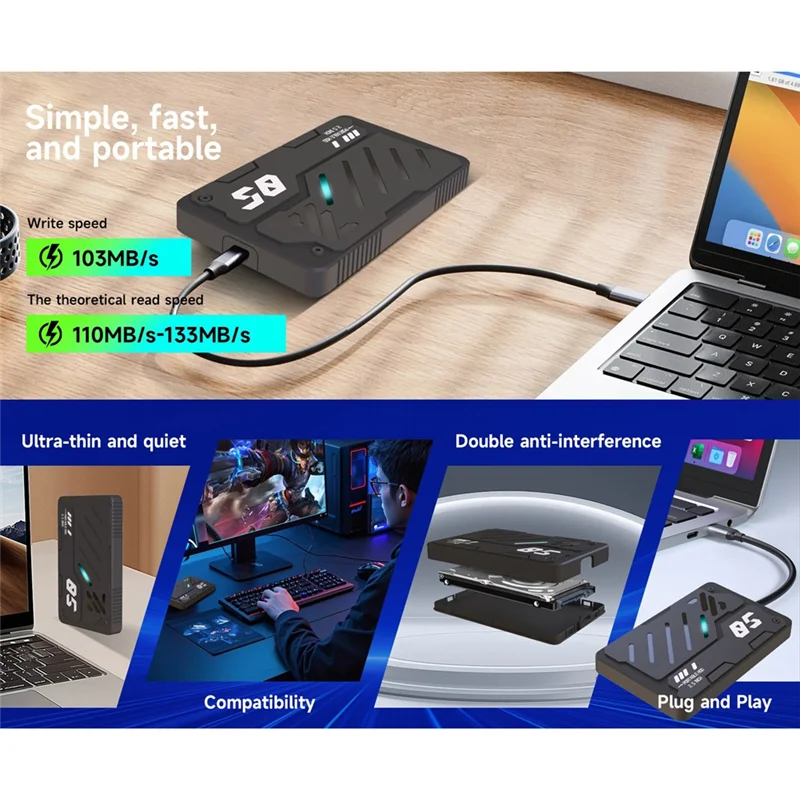 2.5インチポータブル外付けHDD 2.5インチストレージディスク拡張ストレージPCラップトップ用