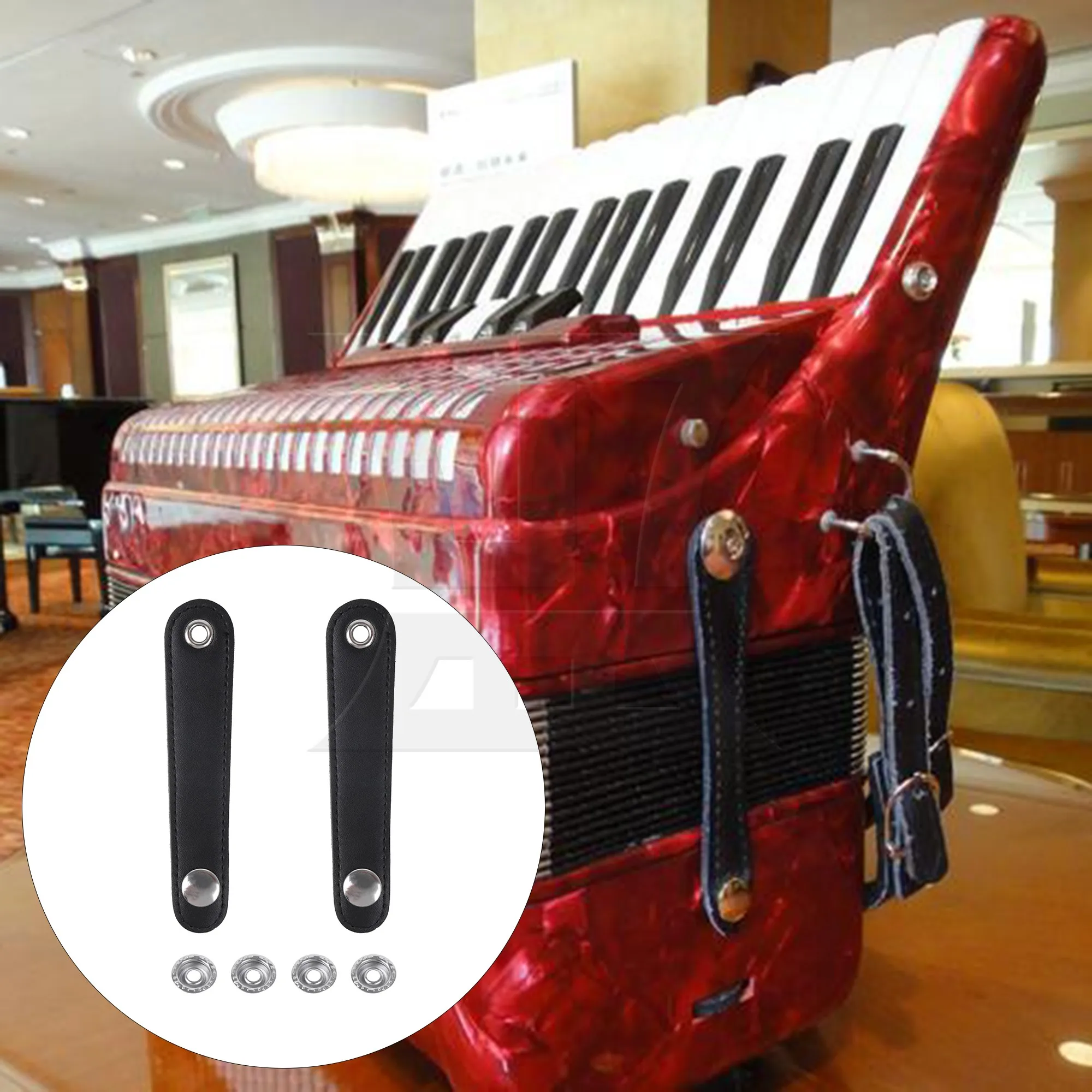 

Yibuy 2 x Black Beige Bellows Straps with Buckles 10cm for Accordion Parts