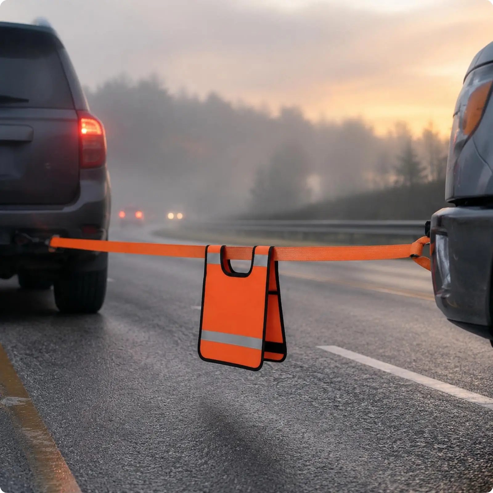 Offroad Rescue Tow Strap Waterproof Orange Recovery Flag Winch Line Dampener for 4x4 Truck SUV Towing Safety Marker