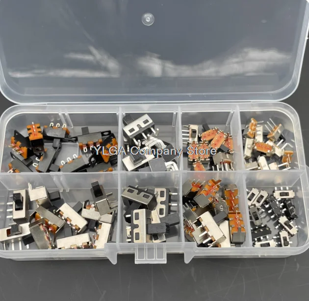 8 types of toggle switch box, 70 single row straight insertion small and micro power supplies, 3-pin buttons, sliding 2 gear