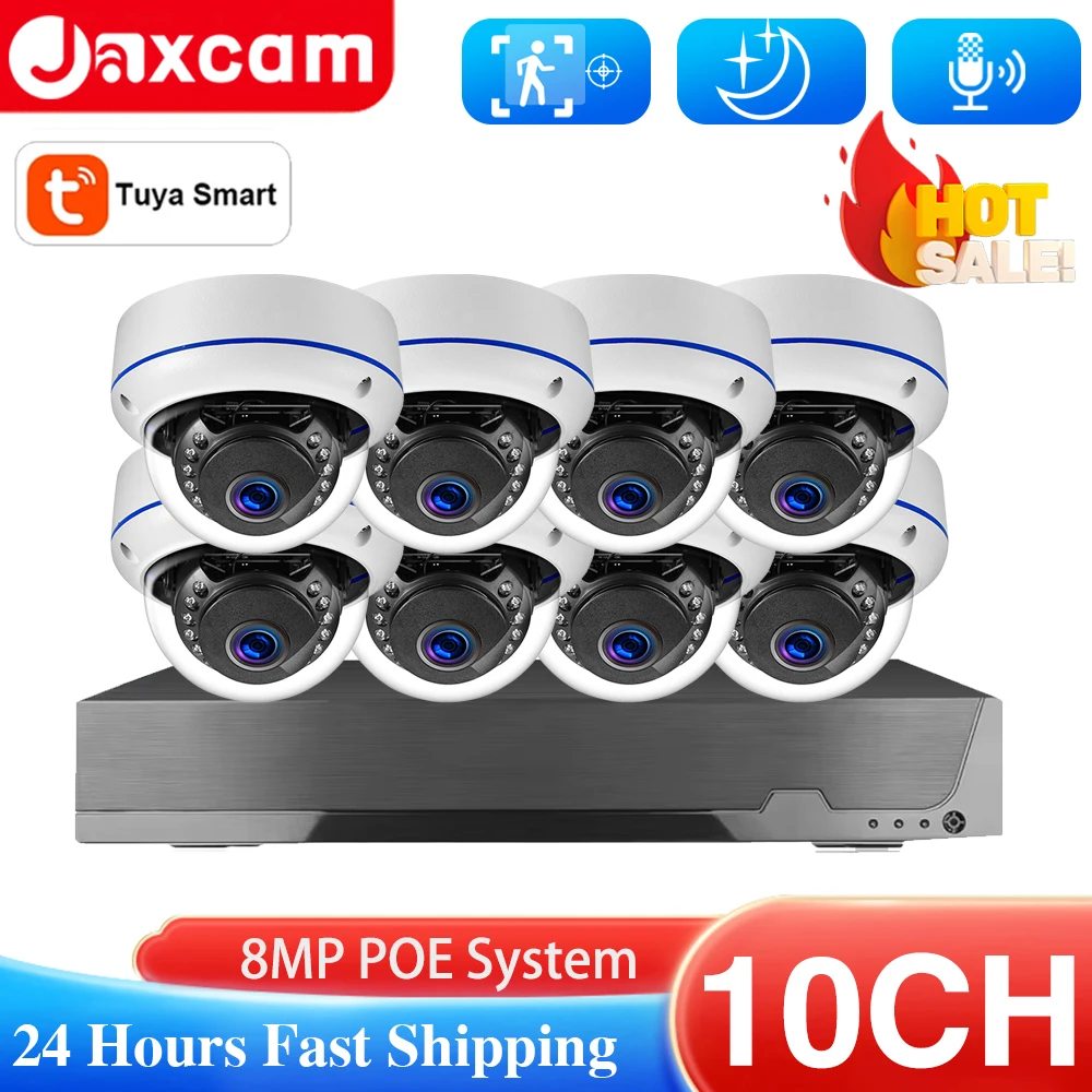 Security Camera System 8MP 4K 8CH POE NVR Kit CCTV Audio Recording Outdoor AI Day Night Vision Video Surveillance IP Camera Set