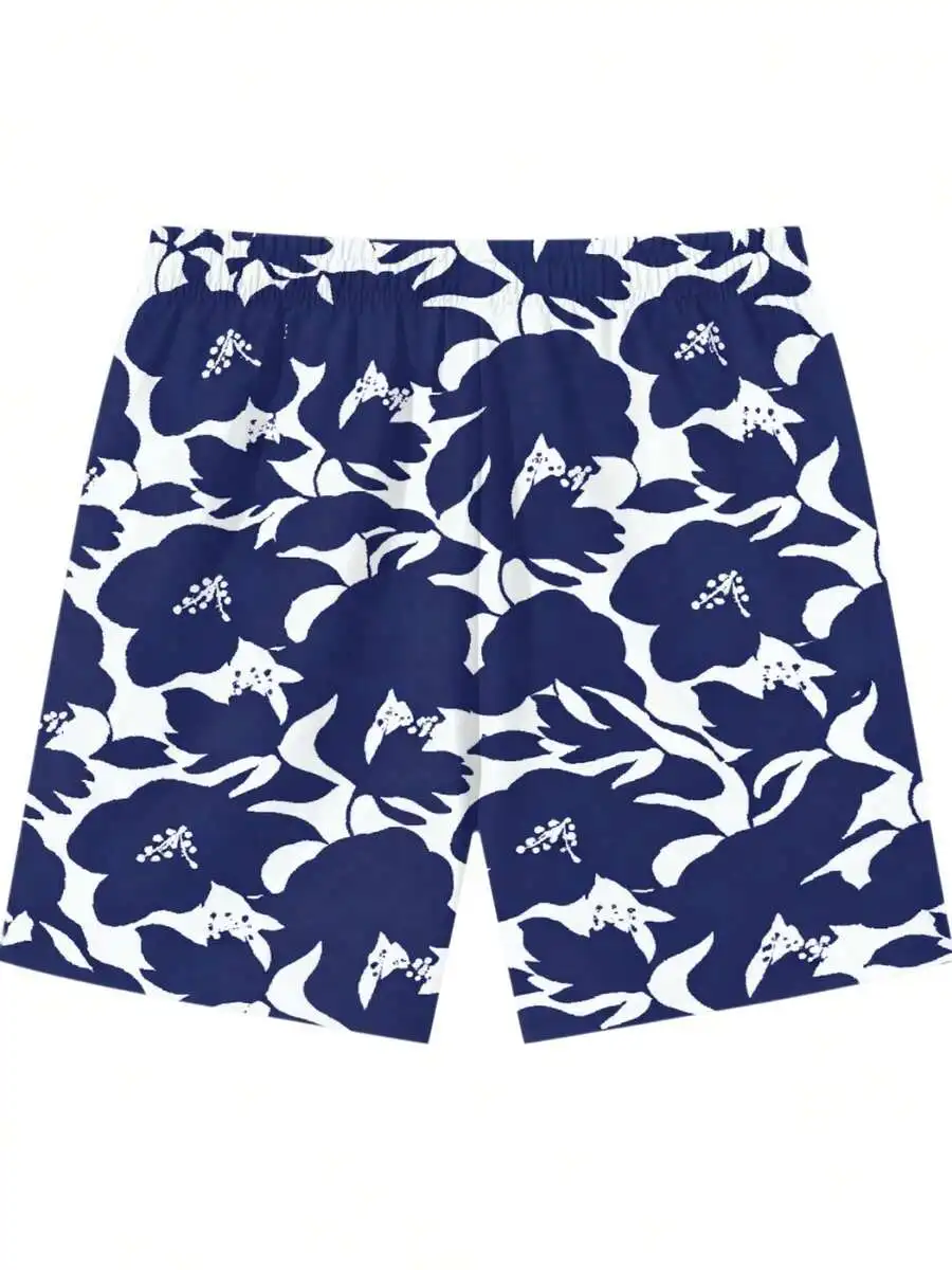

Mens Floral Print Beach Shorts Knee Length Casual Lightweight Comfortable Summer Shorts