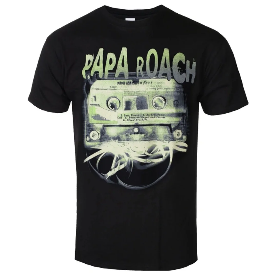 Papa Roach - Cassette Art Pattern Nu Metal Band T-shirt - Casual Trendy Style Cotton T-shirt for Men and Women