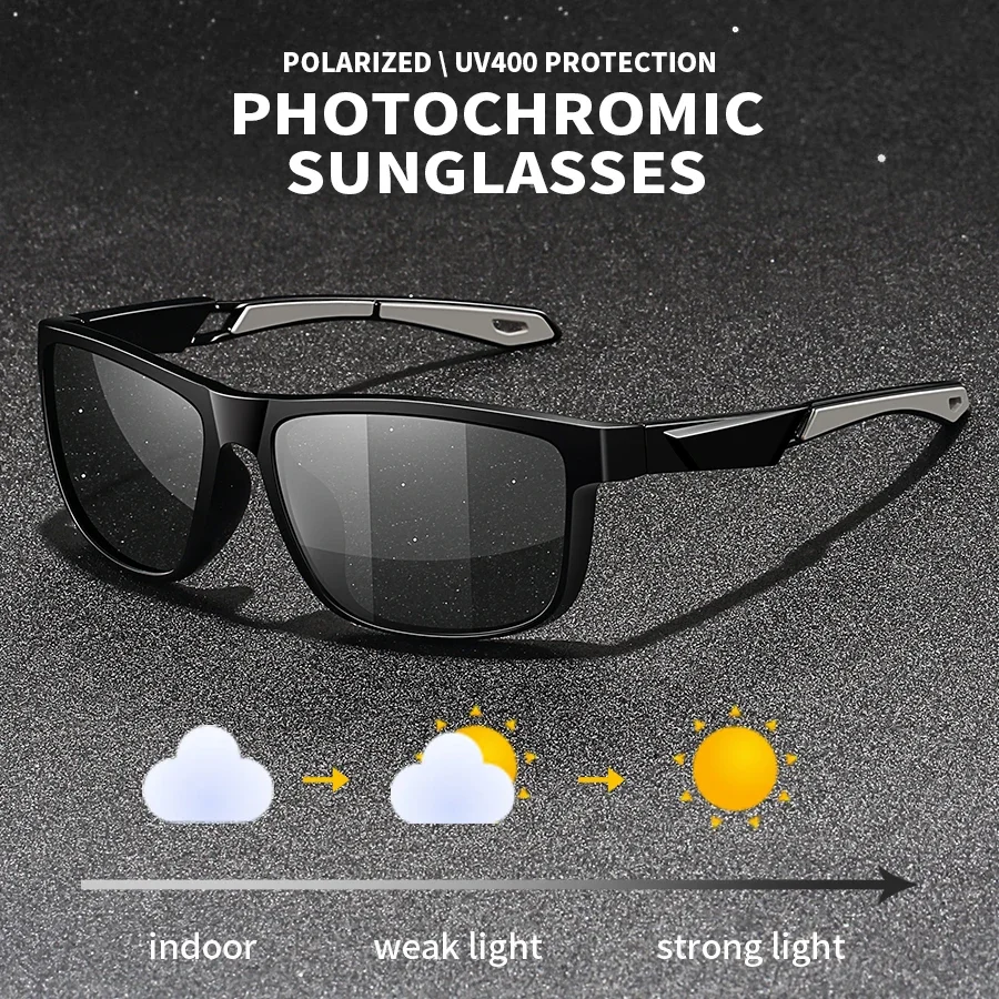 Óculos de sol polarizados fotocromáticos, estilo vintage, para desporto, para homem e mulher, ideais para pesca, ciclismo, condução e montanhismo; óculos de sol com lentes que mudam de cor.