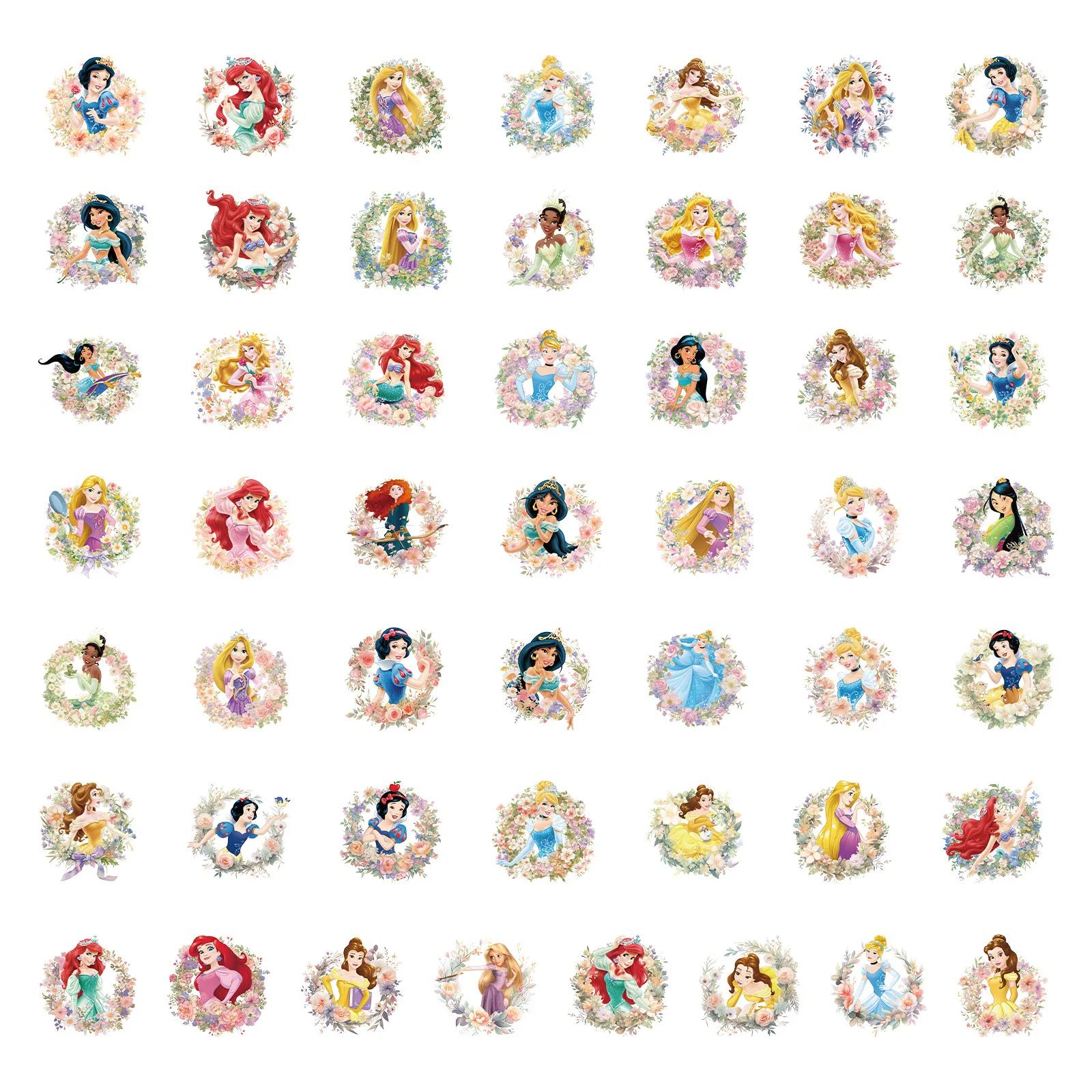 50pcs Cartoon Princess Cartoon Graffiti Stickers DIY Phone Guitar Laptop Notebook Suitcase Cup Waterproof Sticker Kids Toy Gifts - Image 2