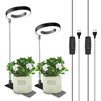 LED Ring Grow Lights, Full Spectrum Halo Growing Lamp with Stand Base 3/6/12H Timer, Black Plant Light for Small Indoor Growing