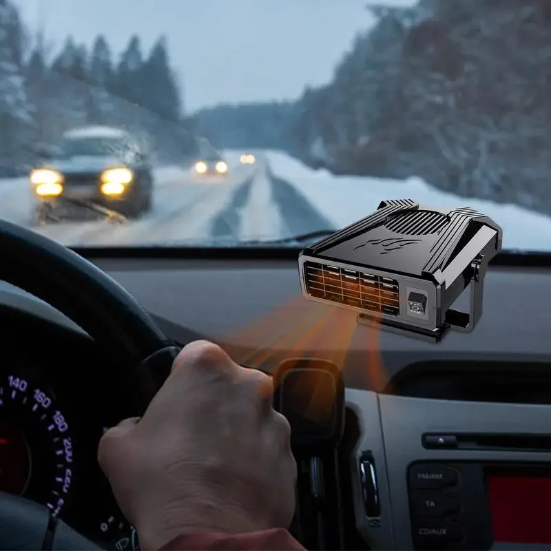 12V/24V 2 In 1 Car Heater Heating/Cooling Fan For Auto Window Demister With Fast Heating 360 Degree Rotation For Truck RV SUV