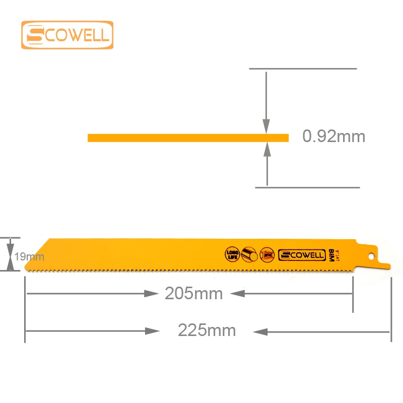 Imagem -03 - Scowell-lâminas de Serra Sabre Alternativo Lâminas de Serra para Madeira e Metal Bimetal 14tpi M42 230x19x0.92 mm 20