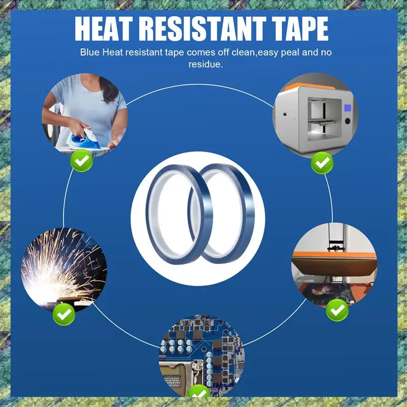 Nana 2 rollos de cinta de transferencia de calor azul de 10Mm x 33m(108 pies) para prensa de sublimación de calor sin residuos ni vinilo de transferencia de calor