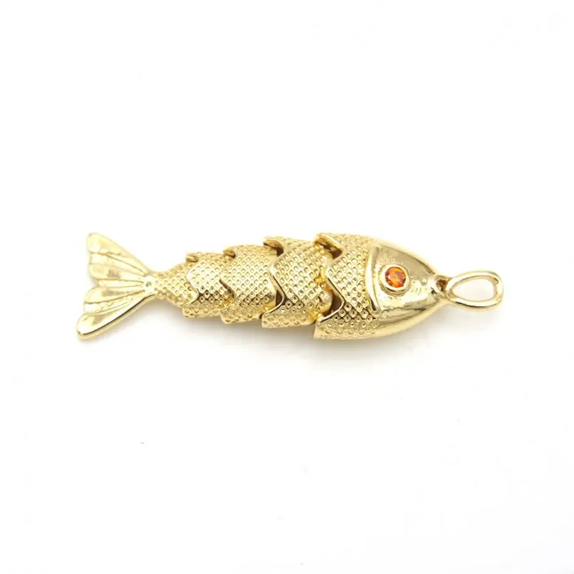 

10Pcs Fish Nautical Gold Color Pendant Copper Approx 6.6x34.4mm Jewelry Special Gift For Women