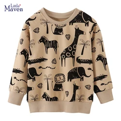 Little maven New Baby Boys Tops Kids Clothes Children's Clothing Autumn 2024 Spring Cartoon Animals Infants Sweatshirts Hoodie