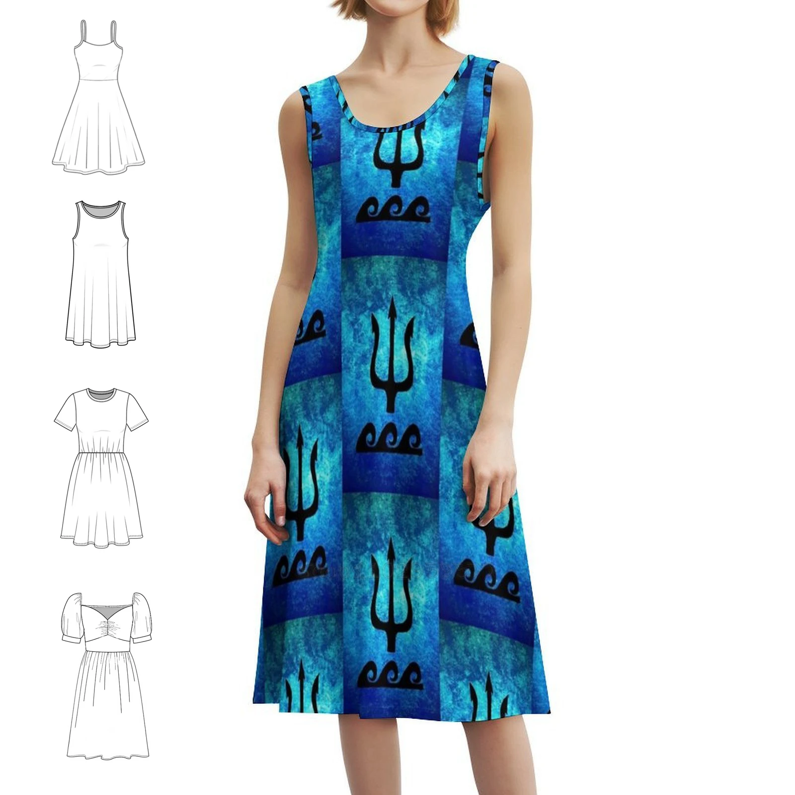 

Платье Poseidon в корейском стиле для женщин Элегантное повседневное платье для вечеринки или повседневного ношения Посейдон Греческая мифология Греческие женские платья